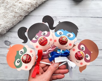 Super Kid Lollipop, instant download lollipop holder,PDF file, Digital party sucker holder, printable party lolly,  Father's Day party lolly