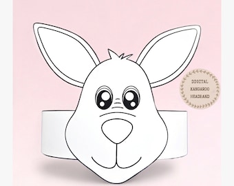 Känguru-Papier-Krone zum Ausmalen, Tier-Papierhut für Kinder, Papierkrone Tiere zum sofortigen Download, digitales Party-Stirnband, druckbare Party-Maske