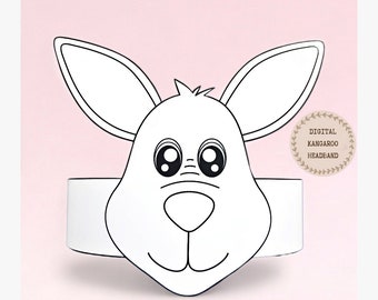 Kangaroo paper coloring crown, Animal paper hat for kids, instant download paper crown Animals, Digital party headband, printable party mask