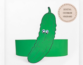 Gurkenpapierkrone, Gemüsepapierhut für Kinder, Papierkrone Gemüse als Sofort-Download, digitales Party-Stirnband, druckbare Partymaske, PDF