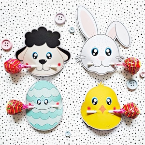 Easter Lollipop,instant download,Easter Egg lollipop holder,PDF Digital party sucker holder,printable party lolly,Sheep lollypop,Bunny Lolly