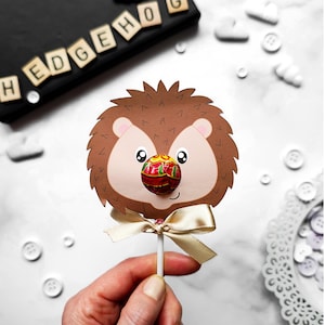 Hedgehog Lollipop, instant download lollipop holder,PDF file, Digital party sucker holder, printable party lolly, animal lollypop