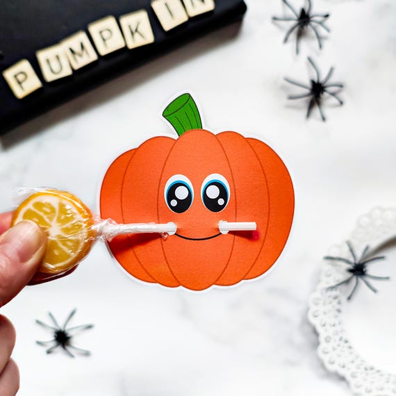 Melody Jane Dollhouse Miniature Orange Pumpkin Lollipops - 1:12 Scale Halloween Candy