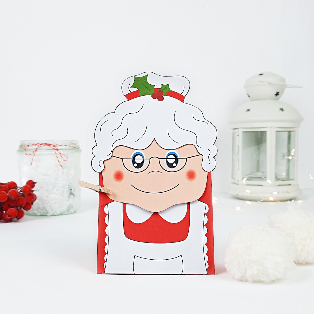 Mrs Santa Gift Box Printable, Favor Box Christmas, Template to Assemble ...