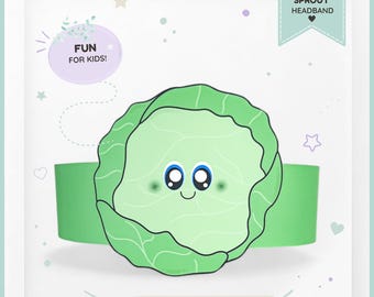 Sprout paper crown,Vegetable paper hat for kids,instant download paper crown Brussels Sprout,Digital party headband,printable party mask,PDF
