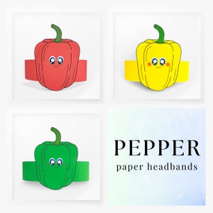 3 Peppers paper crowns,Vegetable paper hat for kids,instant download paper crown Vegetables,Digital party headband,printable party mask,PDF