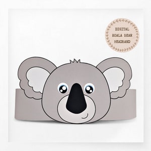 Corona di carta Koala Bear, cappello di carta animale per bambini, download istantaneo corona di carta Animale, fascia per feste digitale, maschera da festa stampabile, cappello PDF