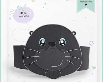 Mole paper crown, Animal paper hat for kids, instant download paper crown Animals, Digital party headband, printable party mask, PDF hat
