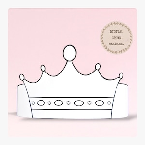 King Crown paper coloring headband, Animal paper hat for kids, instant download paper crown Animals, Digital party headband