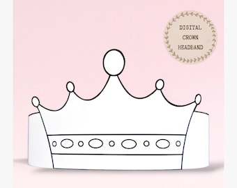 King Crown paper coloring headband, Animal paper hat for kids, instant download paper crown Animals, Digital party headband