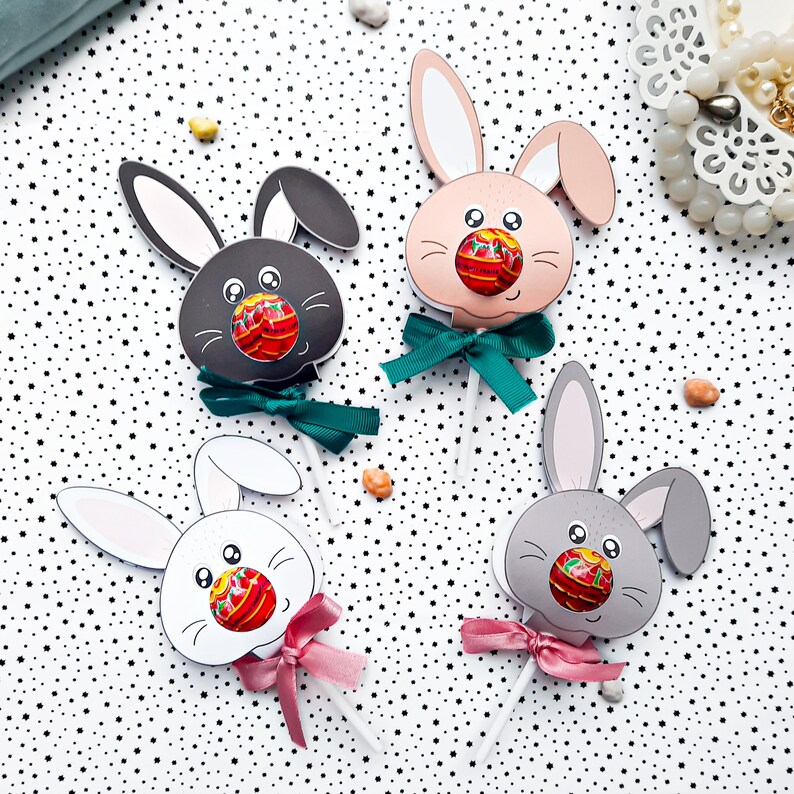 Bunny Lollipop, Rabbit Instant Download Lollipop Holder,pdf File, Easter Digital Party Sucker ...