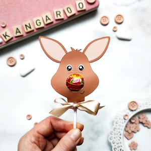 Kangaroo Lollipop, instant download lollipop holder,PDF file, Digital party sucker holder, printable party lolly, animal lollypop