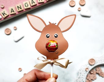 Kangaroo Lollipop, instant download lollipop holder,PDF file, Digital party sucker holder, printable party lolly, animal lollypop