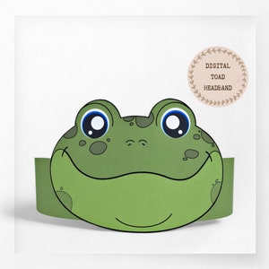 Toad paper crown, Animal paper hat for kids, instant download paper crown Animals, Digital party headband, printable party mask, PDF hat