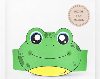 Frog paper crown, Animal paper hat for kids, instant download paper crown Animals, Digital party headband, printable party mask, DIY PDF hat