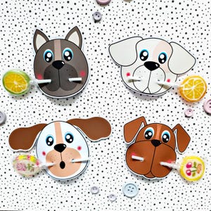 Lecca lecca a forma di cane, lecca lecca a download immediato, lecca lecca digitale per feste, lecca lecca da festa stampabile, lecca lecca a forma di cucciolo, file PDF