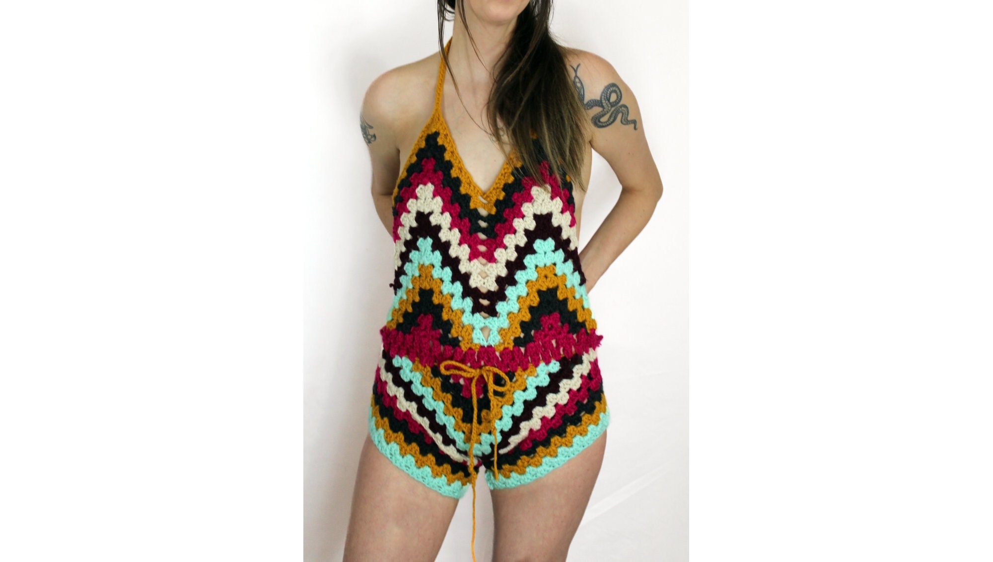 CROCHET PATTERN - Crochet Granny Romper, Onesie, Festival