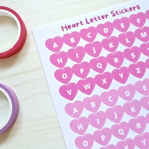 Heart Shaped Alphabet Sticker Sheet Letter Stickers, Cute Kawaii ...
