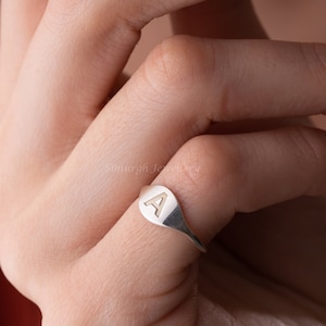 Personalized Sterling Silver Initial Signet Ring
