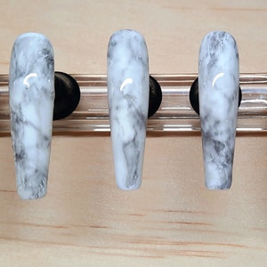 Marbled White and Gray Press-On Nails | White Nails | Gray Nails | Marbled Nails | Press-On Nails | Custom Nails | Nail Sale