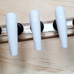Solid White Press-On Nails | Custom Nails | Nail Sets | White Nails | Nails | False Nails | Nails for Sale | Glossy Nails | Fall Nails |