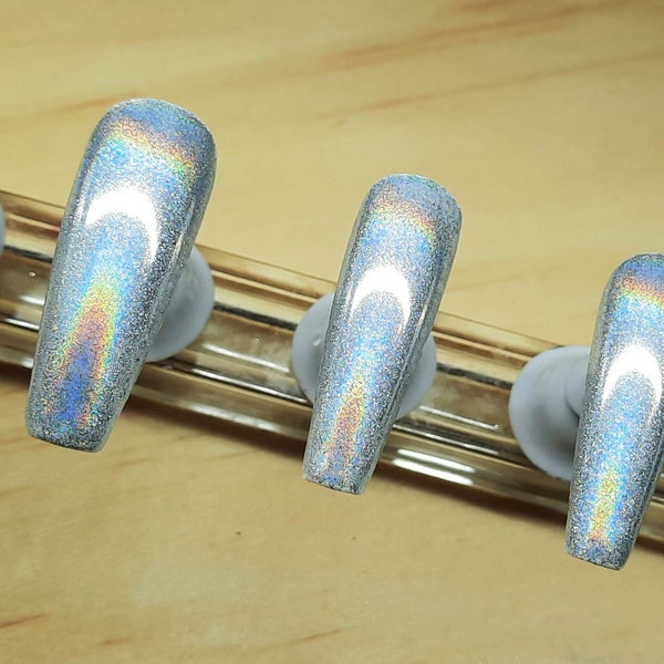 Chrome Mermaid Nails | Unicorn Nails | Mirror Nails | Holographic Nails | Press-On Nails | Chrome Nails | Chameleon Nails | Rainbow Nails |