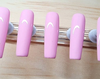 Pink Press-On Nails | Custom Nails | Solid Pink Nails | Press-Ons | Pastel Nails | Nails | False Nails | Pink | Party Nails | Nails for Sale
