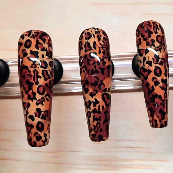 Leopard Print Press-On Nails | Brown Nails | Animal Print | Press-On Nails | False Nails | Nail Sale | Nails | Leopard | Cheetah | Nails