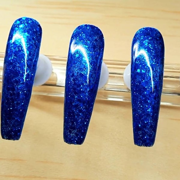 Blue Glitter Press-On Nails | Glitter Nails | Press-On Nails | Nails | Blue Nails | False Nails | Custom Nails | Nail Shop | Radio Nails |