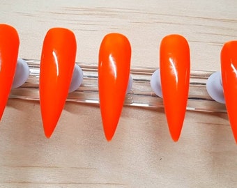 Neon Orange Press-On Nails | Nail Sets | Press-On Nails | Orange Nails | Custom Nails | Neon Orange | False Nails | Neon |