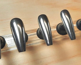 Silver Mirror Chrome Nails | Chrome Nails | Mirror Nails |  Metallic Nails | False Nails | Press-On Nails | Silver Chrome | Nails