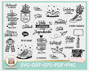 Cut File Youth consecration Bundle SVG, youth dedication Bundle, youth dedication SVG, German Sayings, Teenager SVG, Sneaker svg