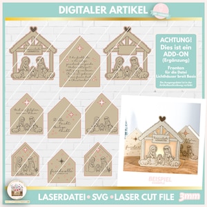 Laser Cut File Christmas House Front Add On with Nativity Scene SVG, Replacement Christmas House Front SVG, Nativity Lightbox Front