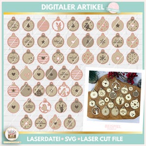 Laserdatei Weihnachten Anhänger SVG, Laserdatei Weihnachtskugel Anhänger SVG, Weihnachten Geschenkanhänger SVG, gewerblich