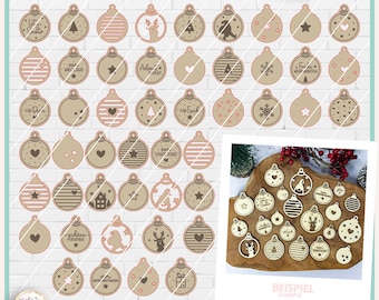 Laserdatei Weihnachten Anhänger SVG, Laserdatei Weihnachtskugel Anhänger SVG, Weihnachten Geschenkanhänger SVG, gewerblich