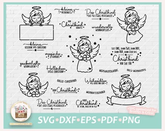 Plotterdatei Weihnachten Christkind SVG, Plotterdatei Weihnachten Engel, Weihnachtsengel SVG , Digistamp Christkind, Weihnachten Sprüche