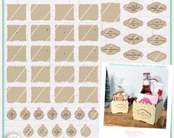 Laserdatei Box Plätzchen und Geschenke SVG, Laserdatei Weihnachten Geschenkbox, Plätzchen Anhänger SVG, Laserdatei Backen, gewerblich