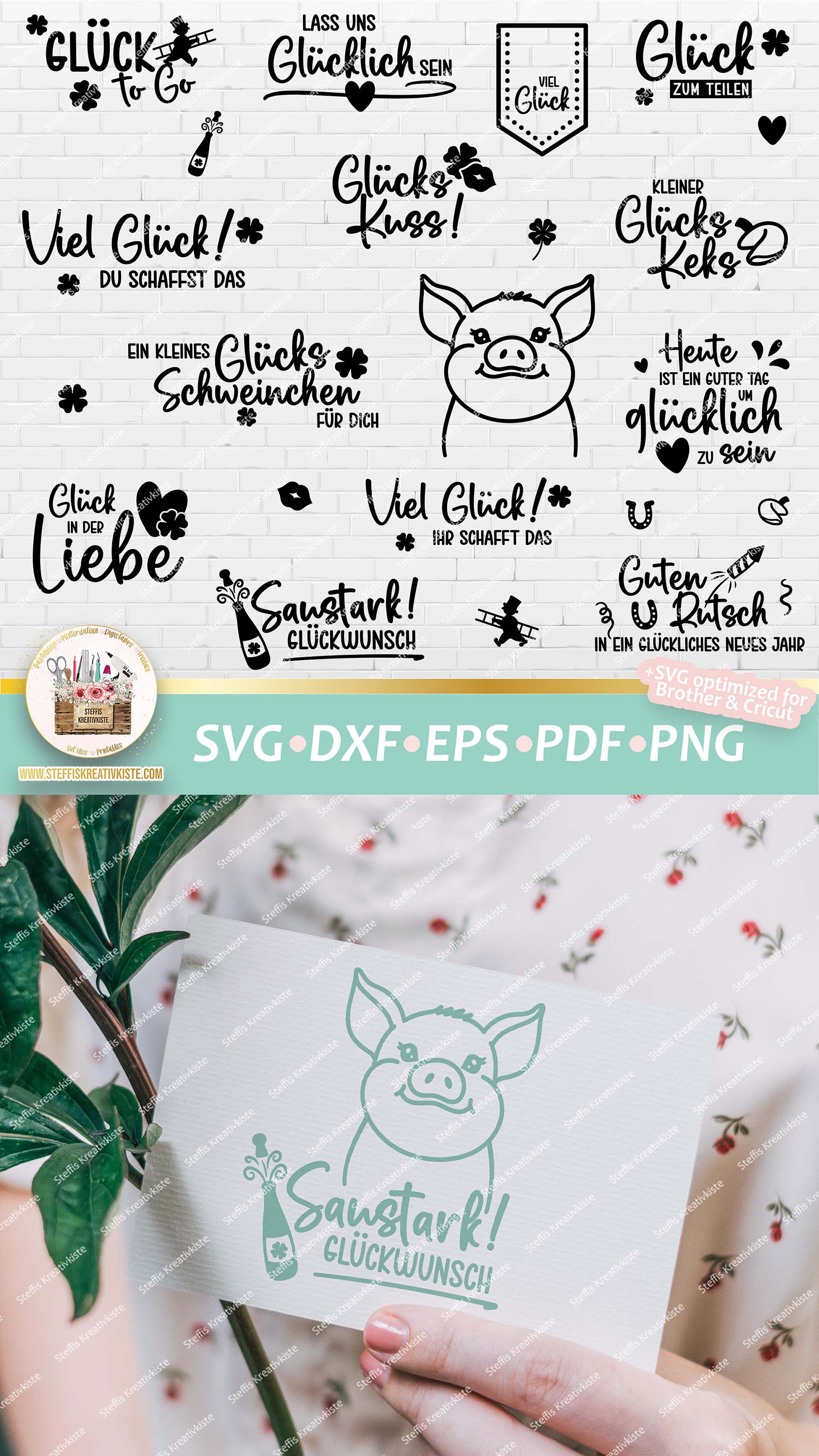 Plotterdatei Glück Sprüche und Schriftzüge in SVG Digistamp Etsy.de