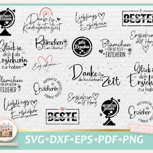Plotterdatei Erzieherin deutsche Sprüche SVG, Erzieher Schriftzüge, Digistamp Erzieherin, Erzieher SVG, Erzieherin Bundle, gewerblich