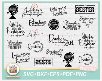 Plotterdatei Erzieherin deutsche Sprüche SVG, Erzieher Schriftzüge, Digistamp Erzieherin, Erzieher SVG, Erzieherin Bundle, gewerblich