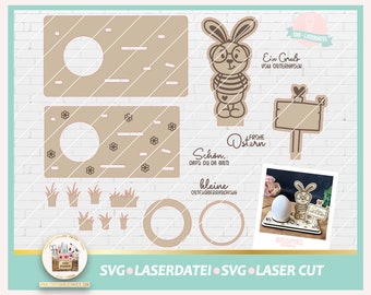 Laserdatei Ostern Halter Osterei SVG, Eierbecher SVG, Laser Datei Schokoladenei, Laser Cut Datei Ostern, gewerblich, Ostern Hase SVG, Eier