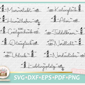 Plotterdatei Maritim deutsche Schriftzüge SVG, Leuchtturm Schriftzüge, Maritime Sprüche, Bundle Maritim, Kerze Maritim, Maritim kommerziell