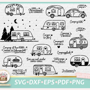 Plotterdatei Camping Wohnwagen SVG, Plotterdatei Camper, Camping Sprüche, Digistamp Camping, Digstamp Wohnwagen, Camping gewerblich Bild 1