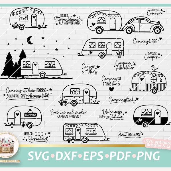 Plotterdatei Camping Wohnwagen SVG, Plotterdatei Camper, Camping Sprüche, Digistamp Camping, Digstamp Wohnwagen, Camping gewerblich