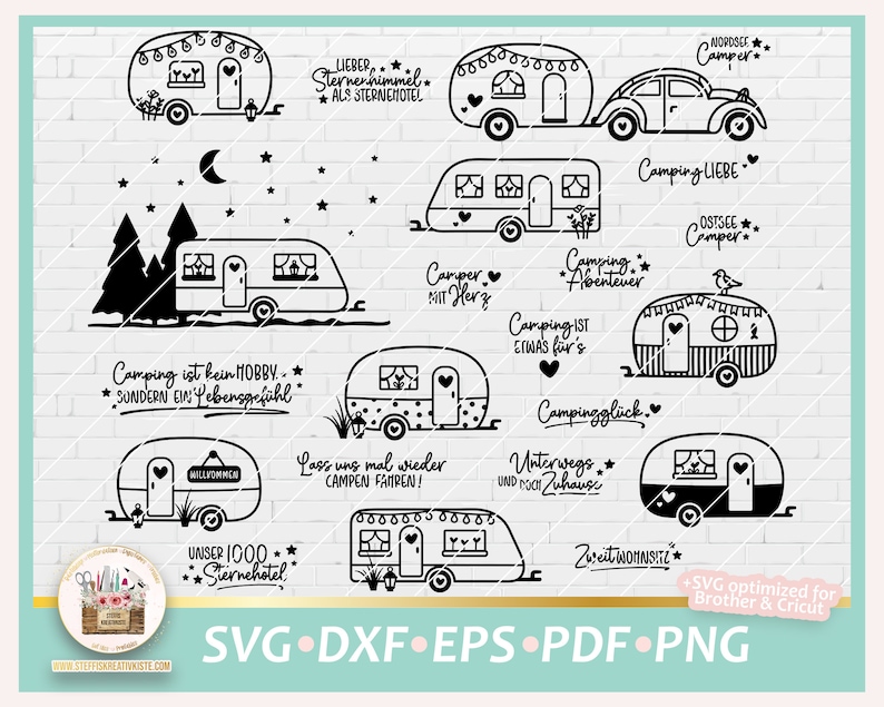 Plotterdatei Camping Wohnwagen SVG, Plotterdatei Camper, Camping Sprüche, Digistamp Camping, Digstamp Wohnwagen, Camping gewerblich Bild 1