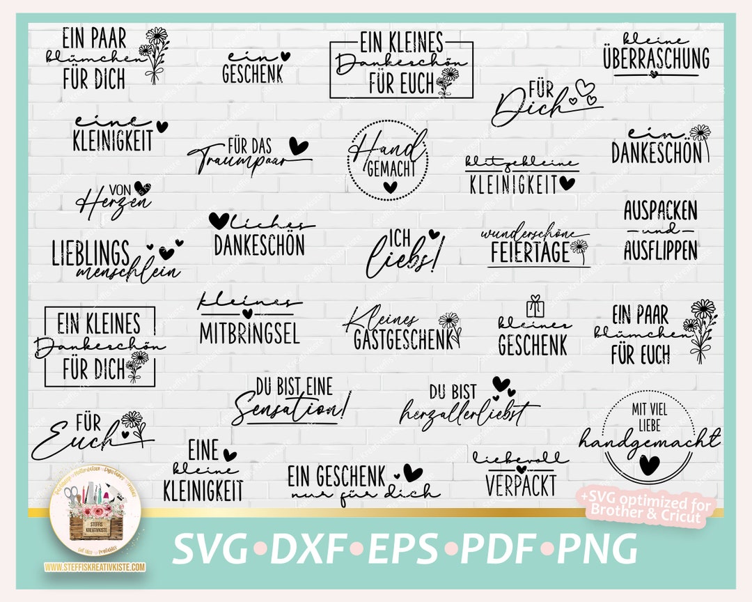 Plotterdatei Sprüche deutsch Etiketten SVG, Plotterdatei Schriftzüge