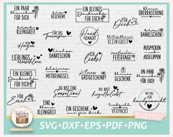 Bundle German Sayings SVG, Label Lettering, Cut File German Lettering, Stamps German Lettering, Printable Sayings, Tags Lettering PNG