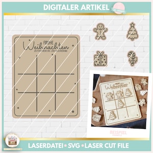 Laserdatei Weihnachten Drei Gewinnt SVG, Laserdatei Brettspiel, Laserdatei Weihnachten Brettspiel SVG, Laser Cut Weihnachten, gewerblich
