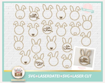 Laserdatei Ostern Kranz SVG, Hasenohren SVG, Osterkranz Laserdatei, Laserdatei Frühling SVG, Türkranz Svg, Ostern Anhänger, gewerblich