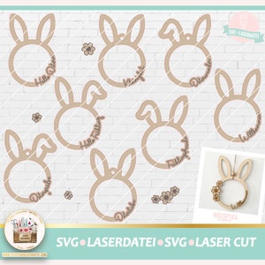 Laserdatei Ostern Kranz SVG, Laserdatei Frühling Kranz SVG, Türkranz Laserdatei, Ostern Anhänger, Laser Cut Ostern, Türkranz SVG, gewerblich